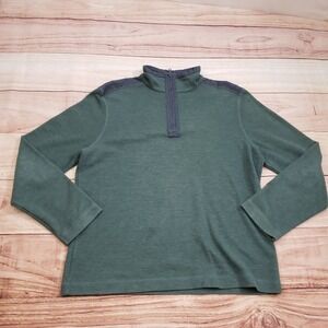 Banana Republic Sweater Mens Extra Large Green Sweatshirt 1/4 Zip Preppy Adult *